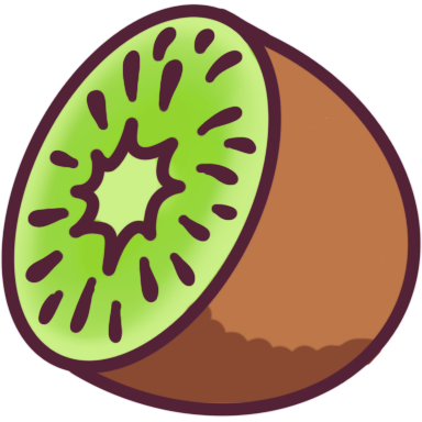 a kiwi fruit, cut in half.